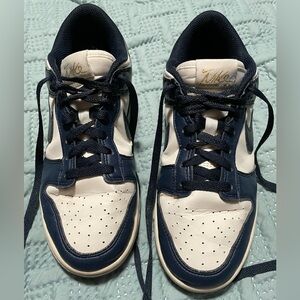 Women’s Nike Dunk Lows. Size 9. Navy and white